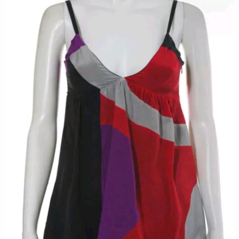 Interlud silk v-neck spaghetti tank shirt xsmall